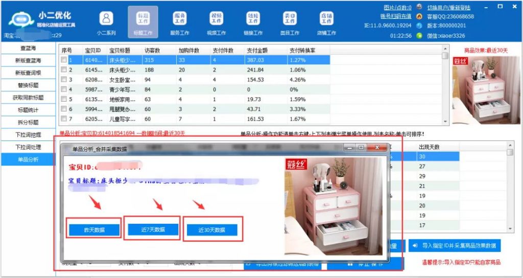 分析指定商品时间